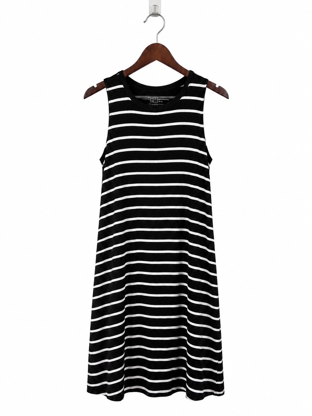 Time and Tru Black and White Sleeveless Striped Midi Dress